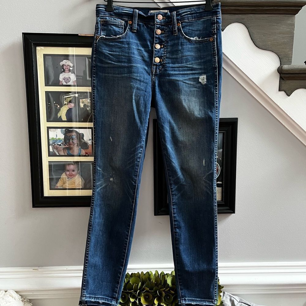 Madewell 10” High-Rise Skinny Distressed Button Fly Jeans sz 28